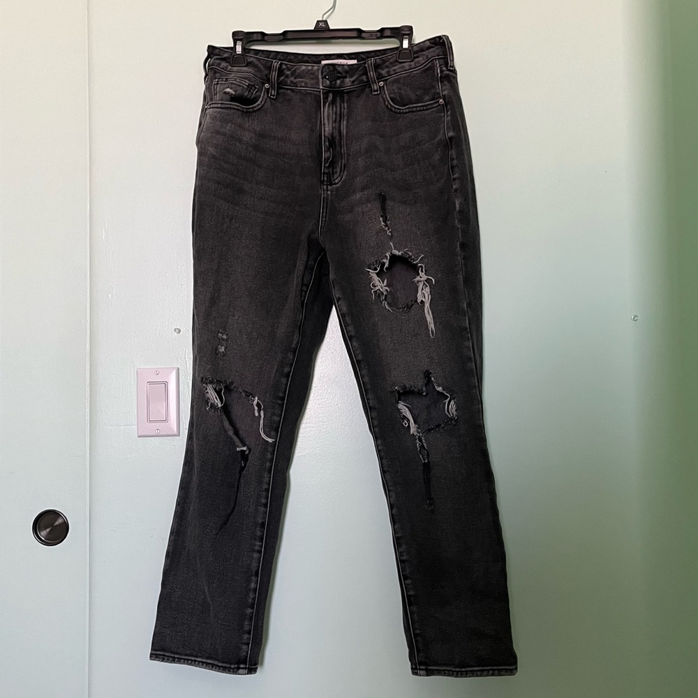 Ripped Dark Gray Mom Jeans